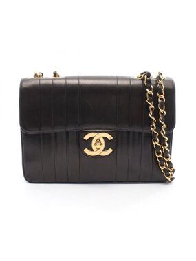 Chanel Shoulder Bag Mademoiselle Big CC Logo Single Flap Black Lambskin